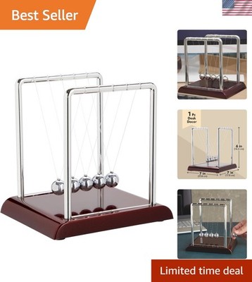 Unique Newton's Cradle - Elegant 7x6x7 in Steel for Relaxing Office Decor
