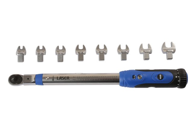 LASER 6167 1/4"" Drive Torque Wrench Kit 10-Piece 10-50Nm With Open Head Set