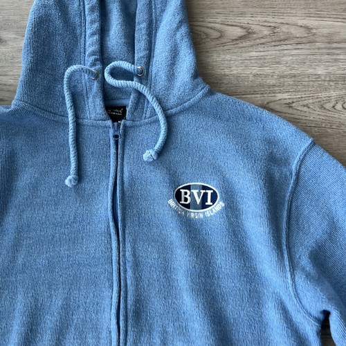 British Virgin Islands Knit Full Zip Hoodie Mens XLarge Blue - Picture 2 of 9