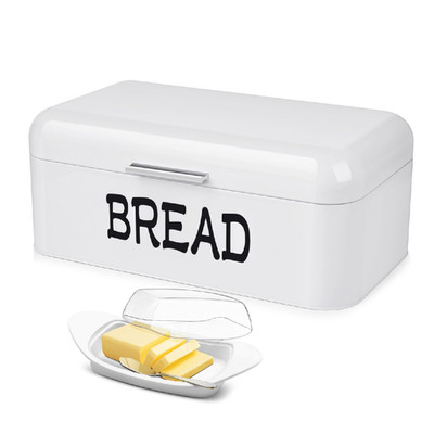 Flexzion Metal White Bread For Kitchen Countertop Vintage Bread Holder For