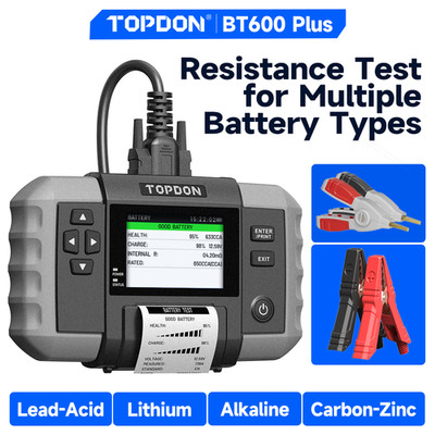 Topdon Car Battery Tester Digital Analyzer 12v & 24V Auto Load Tester Cranking