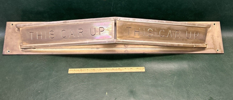 Antique 37"  Art Deco  Brass  "This Car UP" Elevator Lighted Indicator