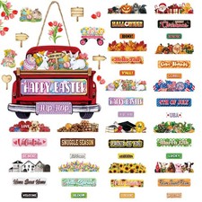 43 Pcs Interchangeable Christmas Welcome Sign For Front Door Farmhouse Truck Por