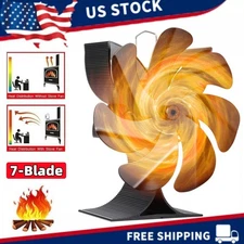 7-Blade Fireplace Stove Fan Heat Powered for Fireplace Wood Log Burner Silent US