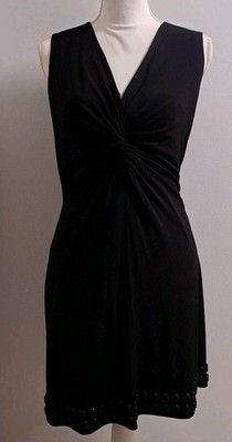Laundry by Design Size 6 Black Evening Dress Ruched Front Embellishments on Hem 