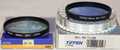 Tiffen 58mm 80A & Hoya 58mm 82C Filters Mint In Boxes Free USA Ship