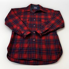 Vintage Pendleton 100% Virgin Wool Plaid Shirt Jacket Red Navy Made in USA XL