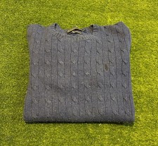 Vintage Ralph Lauren polo sweater mens XL blue cable knit silk fishermen 1990s
