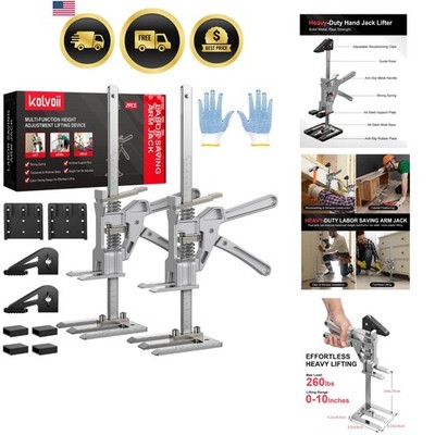 Labor Saving Arm Jack 2 Pack, 10'' Height-Adjustable All-Metal Hand Lifting Ja...
