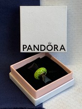 14K Yellow Gold Pandora Charm Fine Jewelry Murano Green Floral Glass Bead