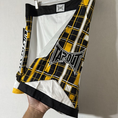 Tapout Ultimate Fighter MMA UFC Boxing Board Shorts 36 38 Yellow White Plaid NWT - Picture 4 of 9