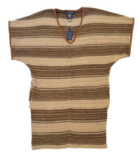 $998 Ralph Lauren Manta India a Rayas Tribal Lino Azteca Capa Suéter Vestido S