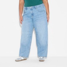    Wild Fable Women's Mid-Rise Barrel Jeans Light Wash 14  