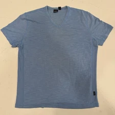Hugo Boss Men’s Light Blue Regular Fit V-Neck T-Shirt Large