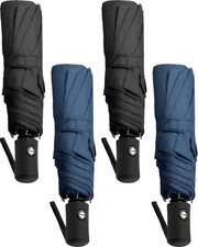 4Pc Windproof Travel Umbrellas  Folding Auto Open/Close Compact Rain Gear