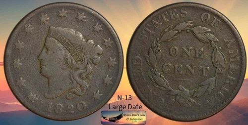 Photo of a 1820-P Large Cent from an eBay listing that sold on Jul 22, 2026