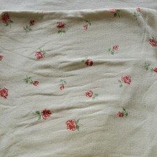 Vintage Cottage Chic Pink Rosebuds White 76" x 79" Sz. King Blanket