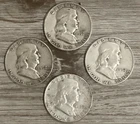 Ben Franklin 90% Silver Half Dollar Collection: 1950-P, 1951-D, 1952-D (x2)