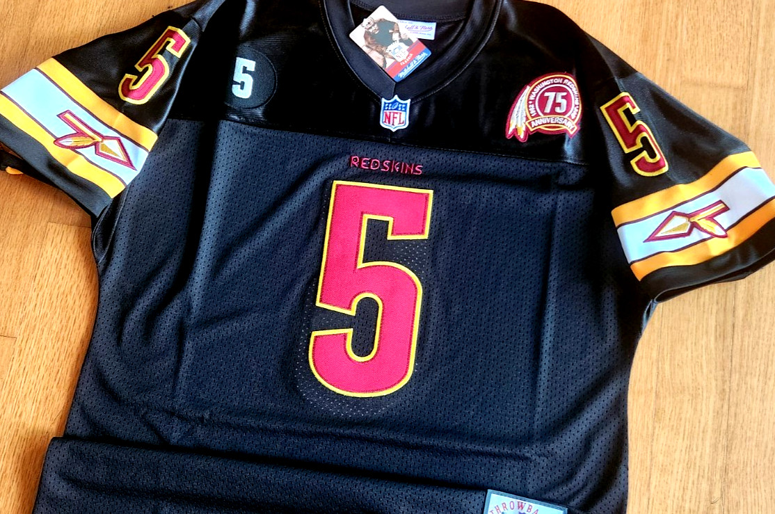 New 5 Jayden Daniels Redskins 2Patch Stitched Black Jersey Commanders Classic Xl