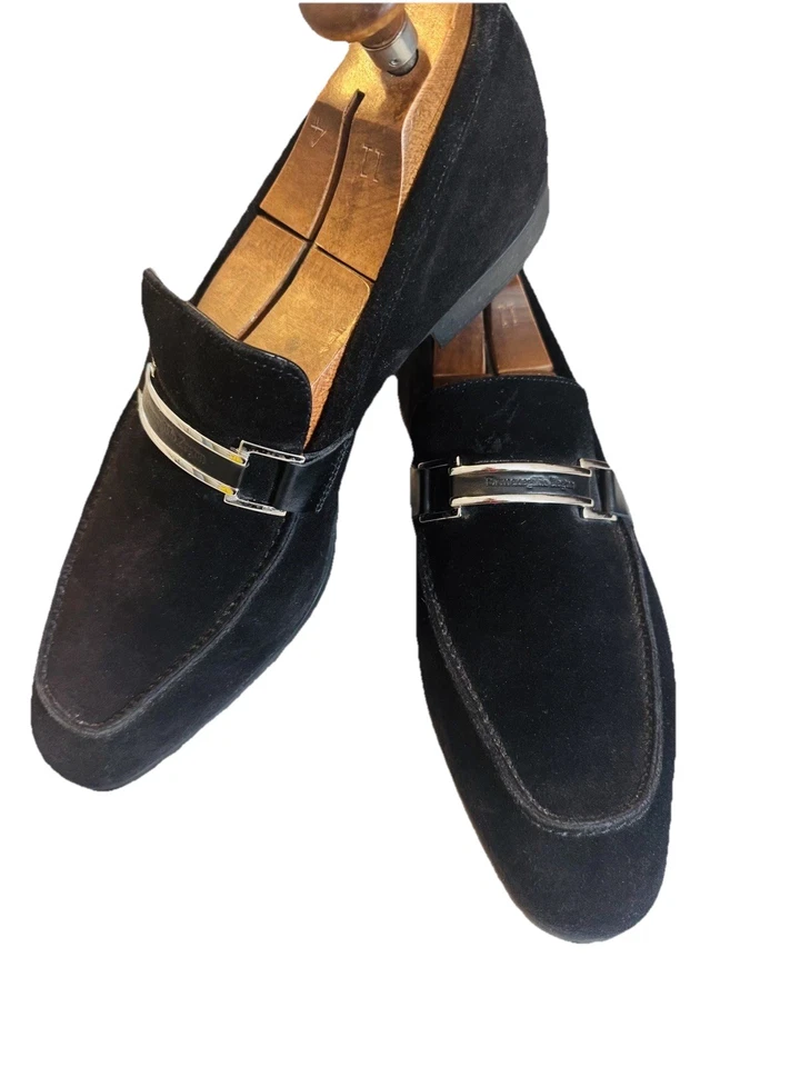 Zapatos Mocasines Ermenegildo Zegna L'Asola Gamuza Negra Extra Flexibles Talla 10 D Foto 2 de 2