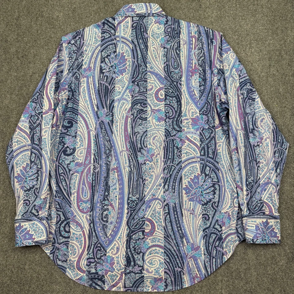 Camisa Robert Graham Abotonada Para Hombres L Multicolor Paisley Puño Abatible Floral Vibrante Foto 3 de 4