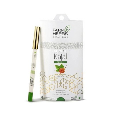 Farmherbs Herbal Kajal Pencil Deep Black Color Shiny Eyes Women 1.5gm