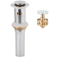 Polished Chrome Pop Up Sink Drain with Overflow, Bathroom Faucet Vessel Vanit...