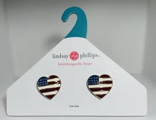 Lindsey Phillips Interchangeable Shoes Snaps Red, White And Blue.