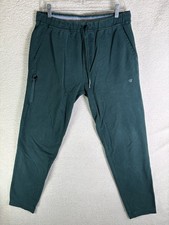 Mack Weldon Ace Sweatpants Joggers Mens Large Teal Green Zip Pocket READ