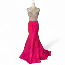 Sherri Hill Mesh Bodice Sweetheart Neckline with Rhinestone Evening Prom Dress 0