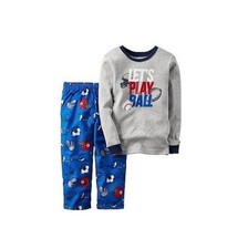Toddler Boys LETS PLAY BALL 2 Piece Fleece  Cotton Pajamas Set Pjs Sleep 5