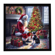 Caroline's Treasures Boston Terrier and Santa Claus Framed Metal Print