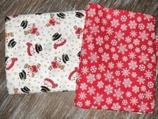 Cuts Of Fabric, Christmas, Snowman 44 x72 , Snowflakes 44 x72 , Sewing