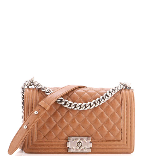Chanel Boy Flap Bag Quilted Caviar Old Medium