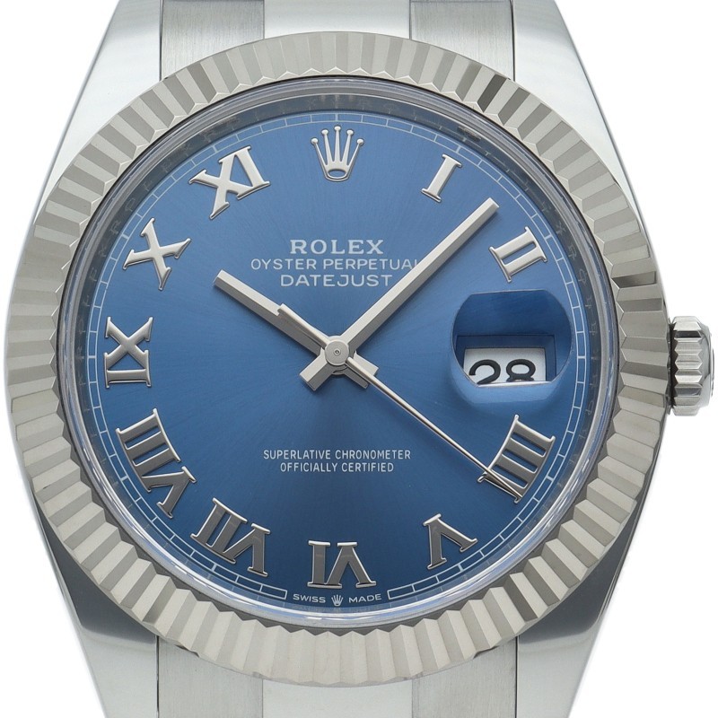 ROLEX Datejust 41 Men's Watch Oyster Azzurro Blue 126334 K18WG/Stainless Ste...