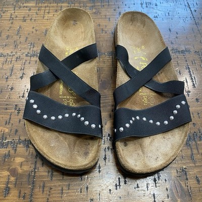 Birkenstock Papillio Cosma Strappy Sandal Black Fabric Studded L9 M7 Spain 