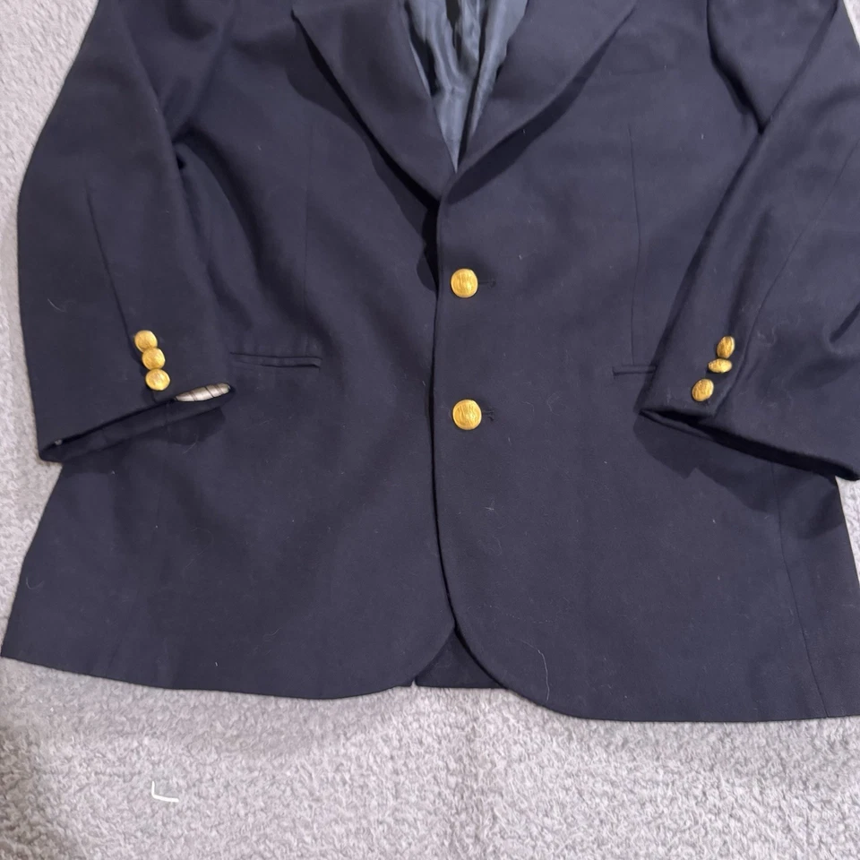 Blazer Banana Republic Para Hombre 40 Azul Abrigo Deportivo 2 Botones Dorado Ajuste A Medida Foto 3 de 4