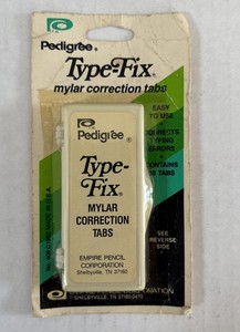 Vintage Pedigree Type-Fix Mylar Typing Correction Tabs by Empire Pencil  Sealed