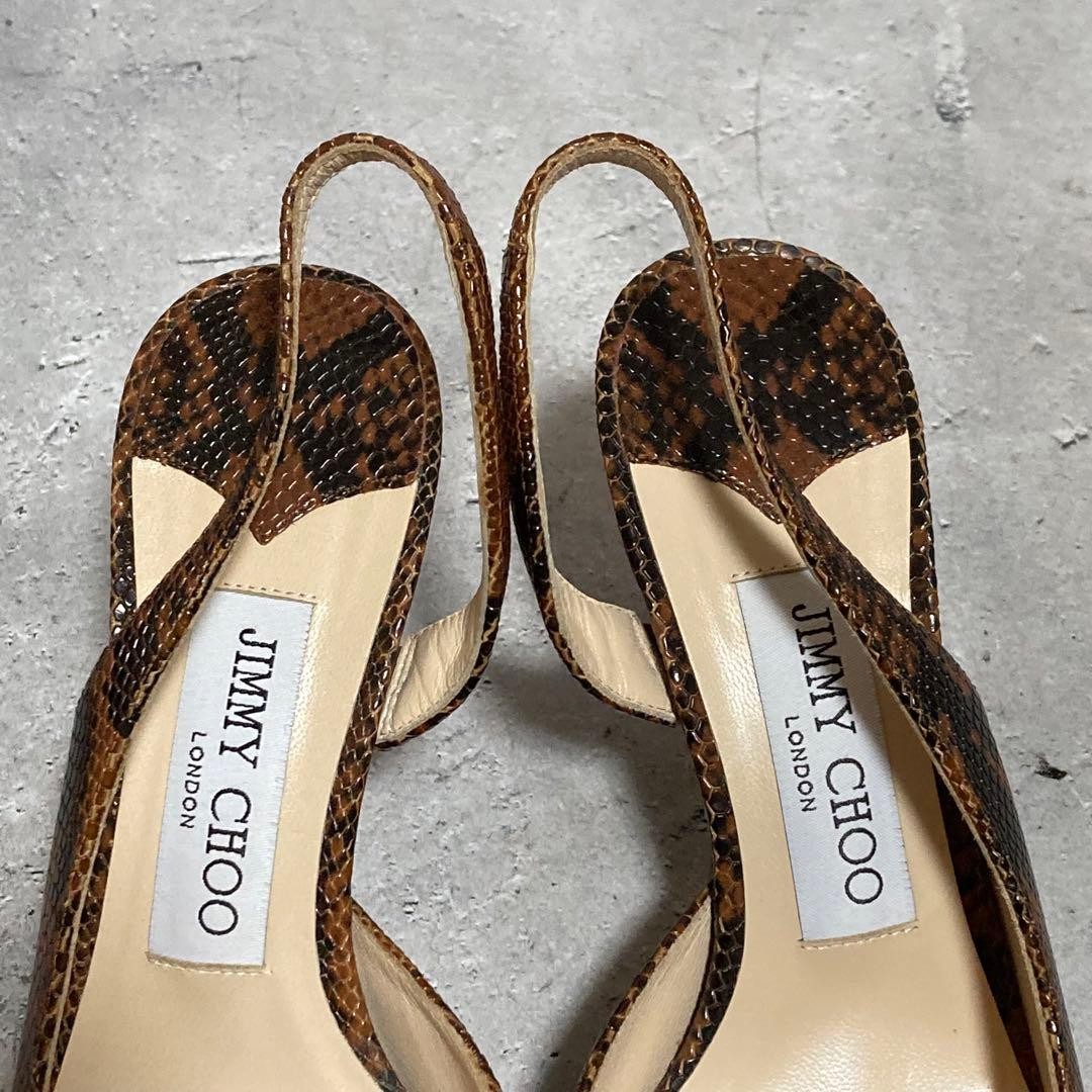 Jimmy Choo Python Mules Pointed Toe Heels Brown E… - image 12