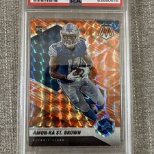 2021 Panini Mosaic Amon-Ra St. Brown #328 Rookie Reactive Orange Prizm PSA 10