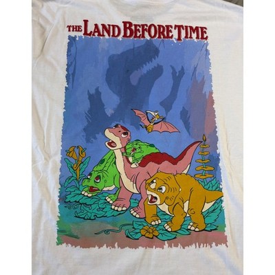 The Land Before Time Graphic T-Shirt Mens Large White Dinosaur Movie Promo L