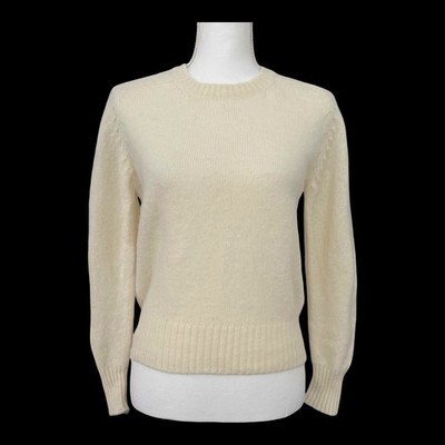 Shetlander Crazy Horse Wool Sweater Cream White Crew Neck Knit Womens M