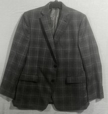 Lauren Ralph Lauren Blazer Mens 42R Gray Plaid Wool Blend Sport Coat Two Button