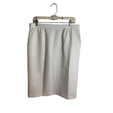 Donnkenny Vintage White Midi Skirt Elastic Back Pockets Size 16W White Solid