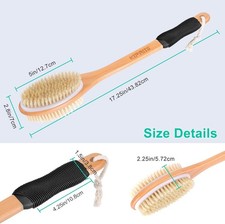 Ergonomically Back Scrubber for Shower - Double-Sided Back Brush Long H