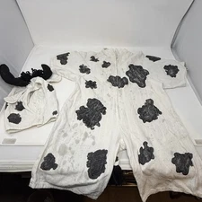 Cow Costume Toddler 2T White Black Full Body 2-Piece Homemade Pretend Play FLAW