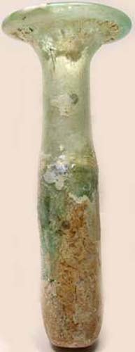 Vial de Vidrio Verde Romano ENORME Botella Genuina Antigua Color Plata Iridiscencia 99AD - Imagen 4 de 5