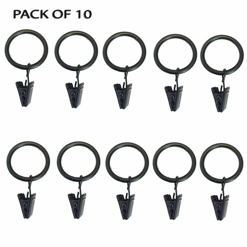 Metal Curtain Hooks With Clips Pole Rod Voile Net Rings Hanging Pegs Black Brass - Picture 2 of 5
