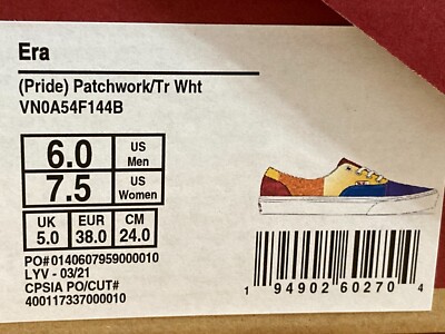 NEW! VANS PRIDE ERA PATCHWORK Women Men Unisex Low Top Shoes