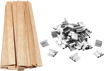 50 Pcs Wood Wicks for Candles Making, 5.9X0.5 Inch Smokeless Crackling Wooden Ca